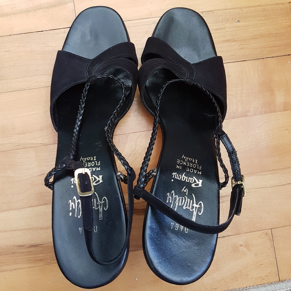 Amalfi by Rangoni Made In Italy Leather Sling Back Block Heel Sandals  Sz 10